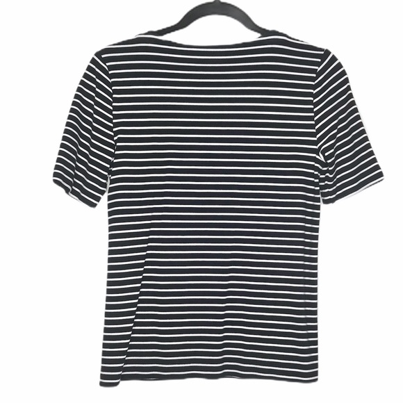 NEW Ann Taylor Womens Colorblock White/Black Stripe Ponte Top Small - Picture 6 of 8
